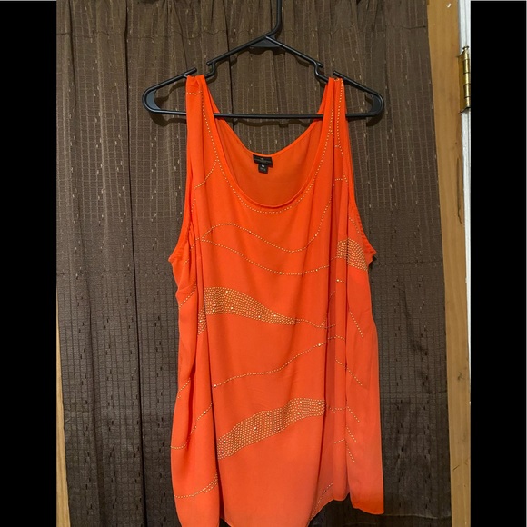 Worthington Tops - A Worthington 3X, orange, sleeveless, sheer top.